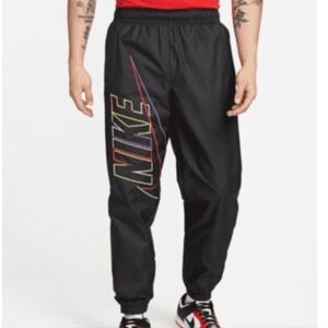 Nike Woven Black Pants Men's Size Medium Pockets Elastic Waist/ retro style